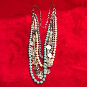 Beaded and silver layered necklace